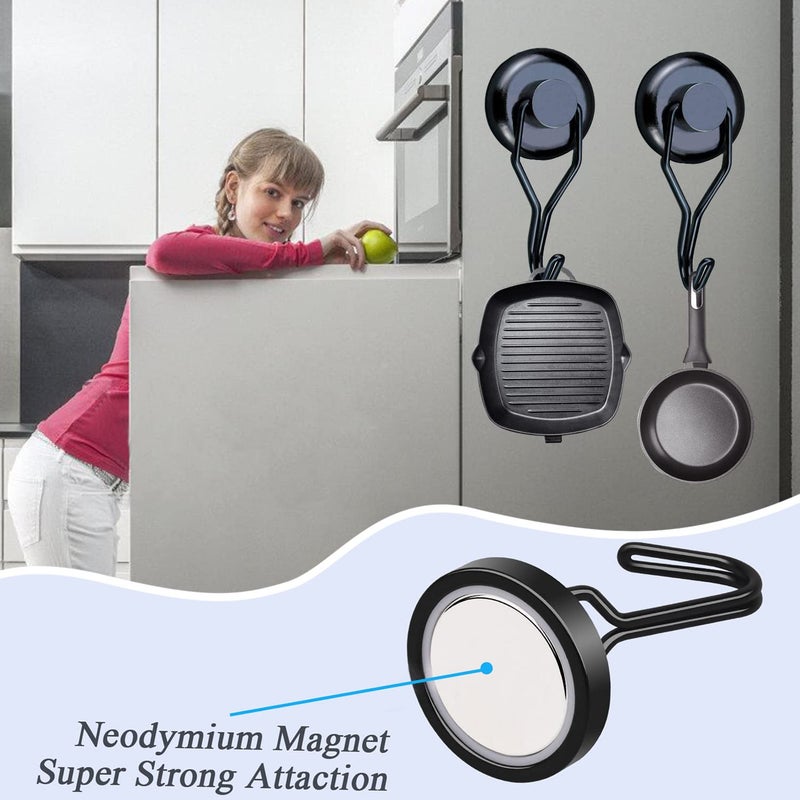 Elefama 110 LBS Magnetic Hooks Heavy Duty for Cruise Cabins Refrigerator Fridge Hanging Grill Tools Purse Magnet Hooks Strong Magnets with Hooks Black Magnetic Hook Hanger Swing for Kitchen Classroom - Image 5